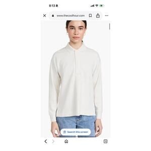 AYR Women's Long Sleeve Cool Polo Shirt in Cream, Size XS